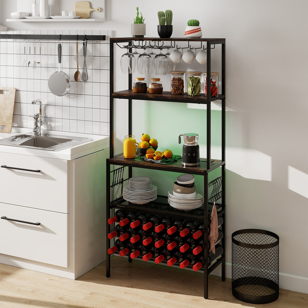 Wine Organizer with Power Outlet and Bottle Holders-Rustic Brown - Gallery View 1 of 11