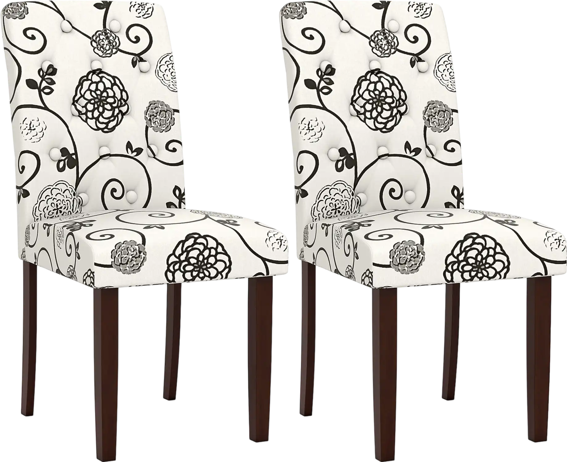 Costway Button Tufted Upholstered Wooden Dining Chairs Set of 2 High Curved Back 34954371 New