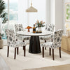 Button tufted beige dining chair set of 2 with high curved back, perfect for dining rooms and cafes.