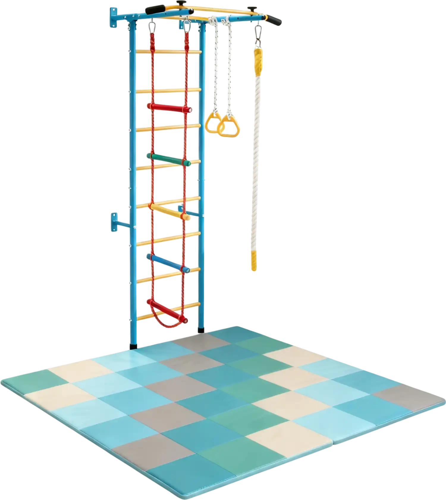 Costway 5-in-1 Swedish Ladder Kids Climbing Wall Play Mat 32924846 New