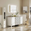 4-in-1 storage set featuring a wall-mounted cabinet and towel warmer rack, ideal for organized laundry room use.