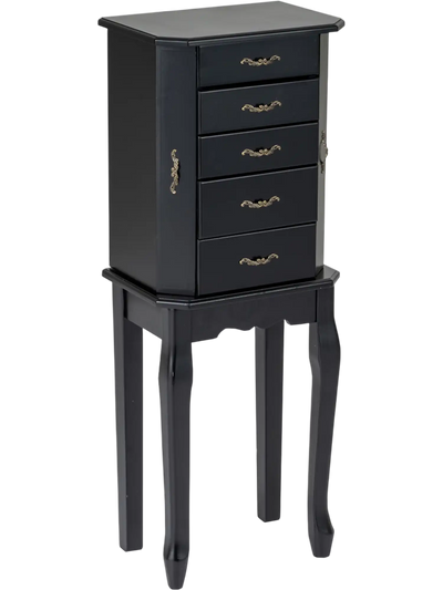 Costway Standing Jewelry Armoire Box Mirror 4 Drawers 2 Side Doors 80264357 New