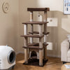58 Inch Large Multi-level Cat Tree with Swaying Aerial Condo and Plush Perch Bed-Brown - Gallery View 1 of 10