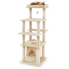 58 Inch Large Multi-level Cat Tree with Swaying Aerial Condo and Plush Perch Bed-Beige - Gallery View 1 of 1