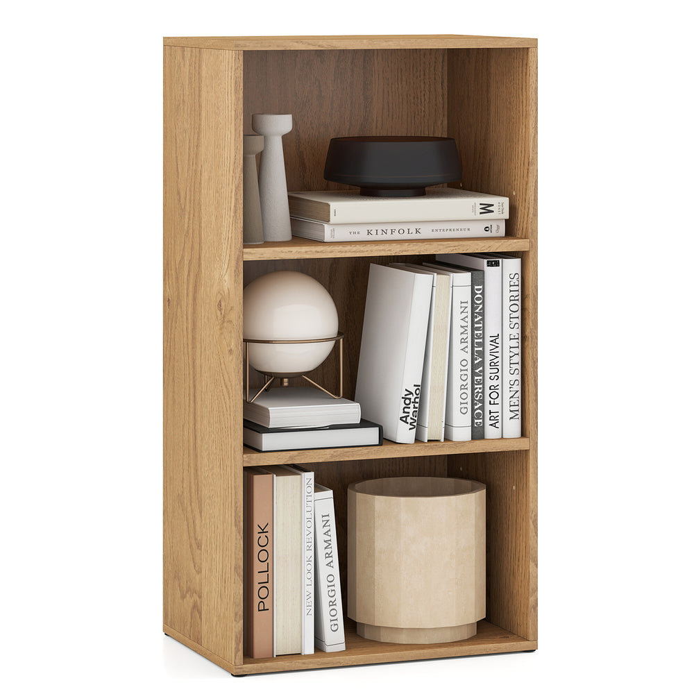 Set of 2 3-Tier Cube Bookcase with Adjustable Shelves for Home Office-Natural - Gallery View 1 of 1