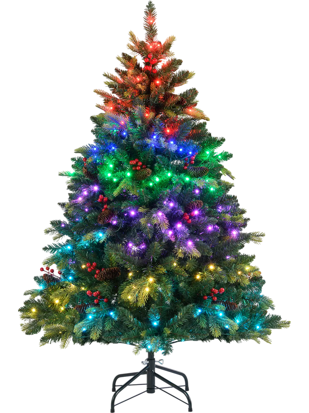 5 FT artificial Christmas tree with multicolored LED lights, featuring lush branch tips and remote app control for.