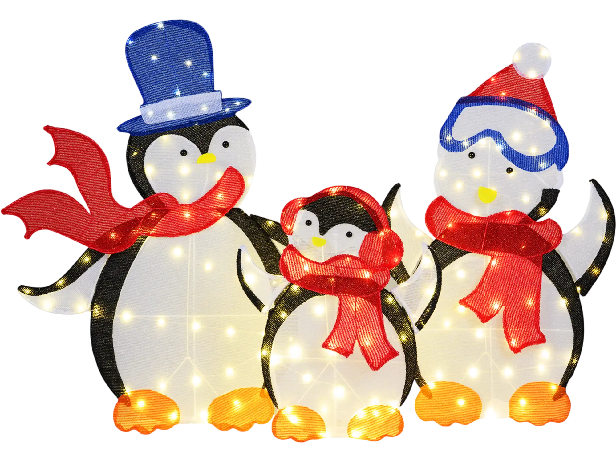 Costway 3-Pc Lighted Penguin Family Christmas Decoration 160 LED 90802987 New