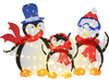 3-Piece 2D Lighted Penguin Family Christmas Decoration with 160 LED Lights