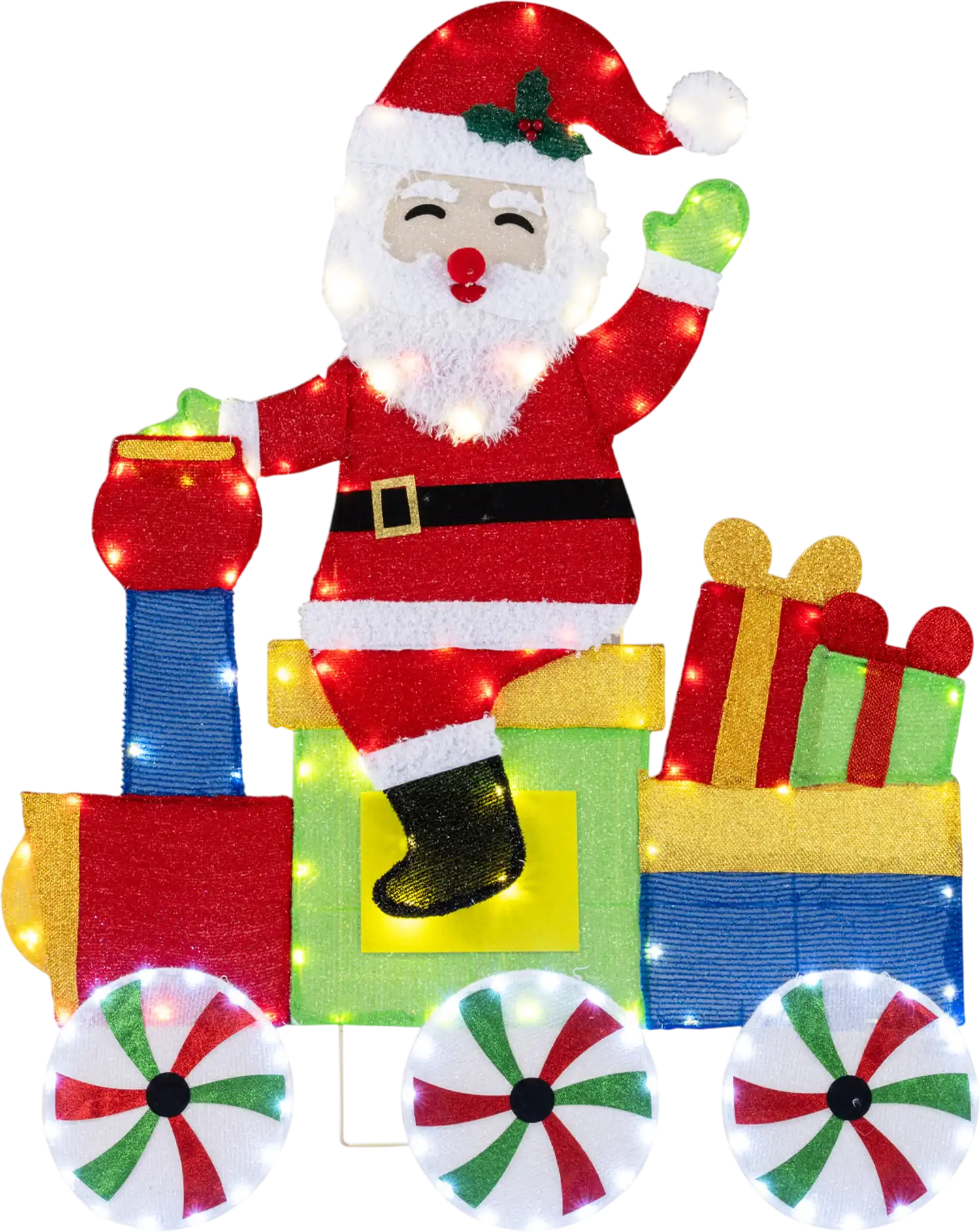 Costway Lighted Santa Train Christmas Decoration LED Lights 14552008 New