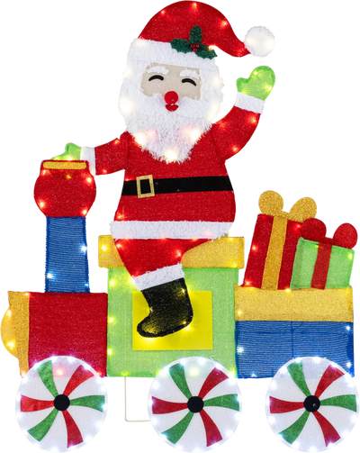 Costway Lighted Santa Train Christmas Decoration LED Lights 14552008 New