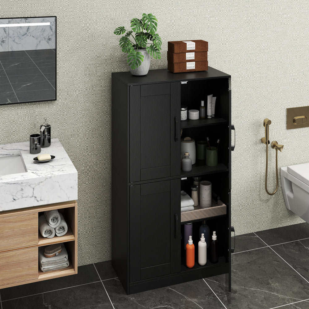 Bathroom Cabinet 43.5 inch Storage Cabinet with Doors and Adjustable Shelves-Black - Gallery View 1 of 10