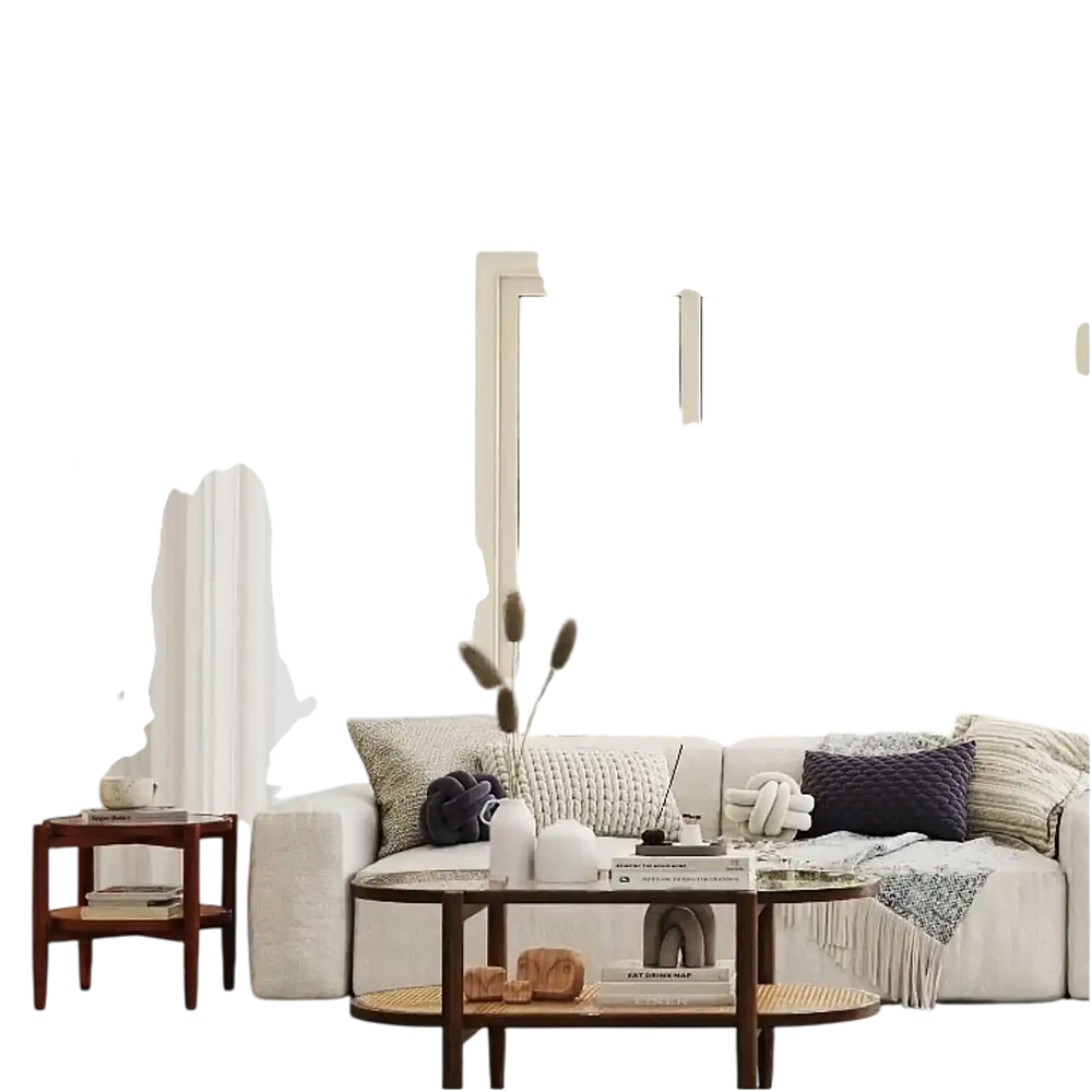 3-Piece Rattan Living Room Furniture Set with Tempered Glass Tabletop and Accent Chair