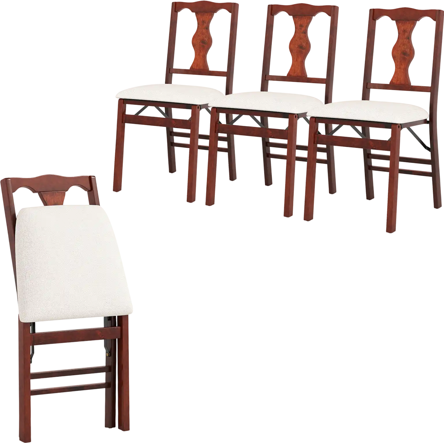 Costway Set of 4 Folding Dining Chairs Upholstered Padded Seats 21065409 New