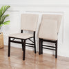 Beige foldable dining chair set of 2 with padded seat and tilt backrest, ideal for kitchens and living rooms.