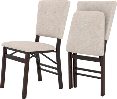Costway Foldable Dining Chairs Set of 2 Padded Seat Tilt Back Armless Kitchen Chair 99795292 New