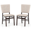 Beige foldable dining chair set of 2 with padded seats and tilt backrests, ideal for kitchens and dining areas.