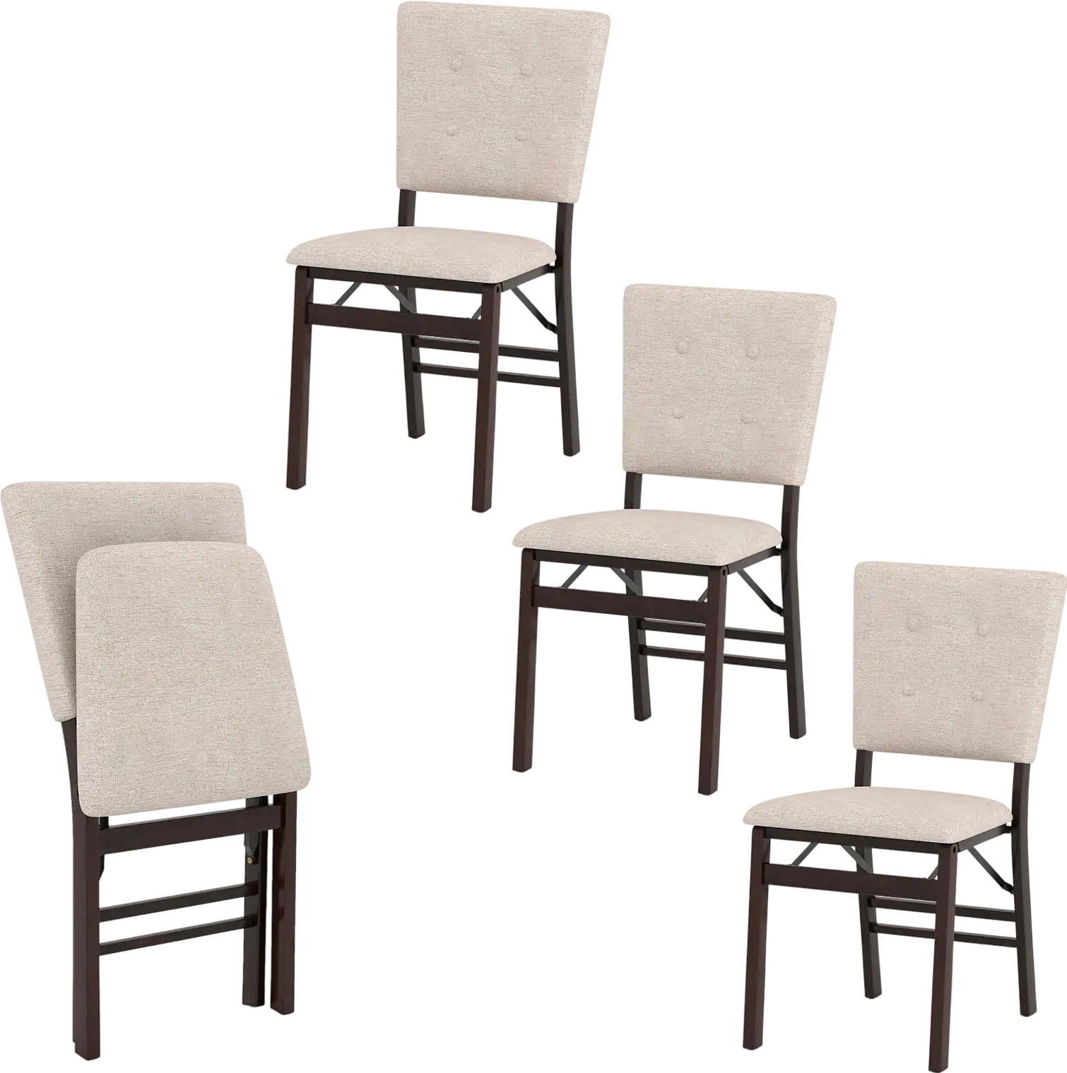 Costway Foldable Dining Chairs Set of 4 Padded Seat Tilt Back Armless 21822767 New