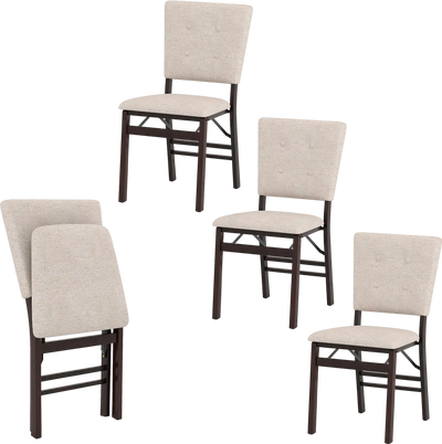 Costway Foldable Dining Chairs Set of 4 Padded Seat Tilt Back Armless 21822767 New
