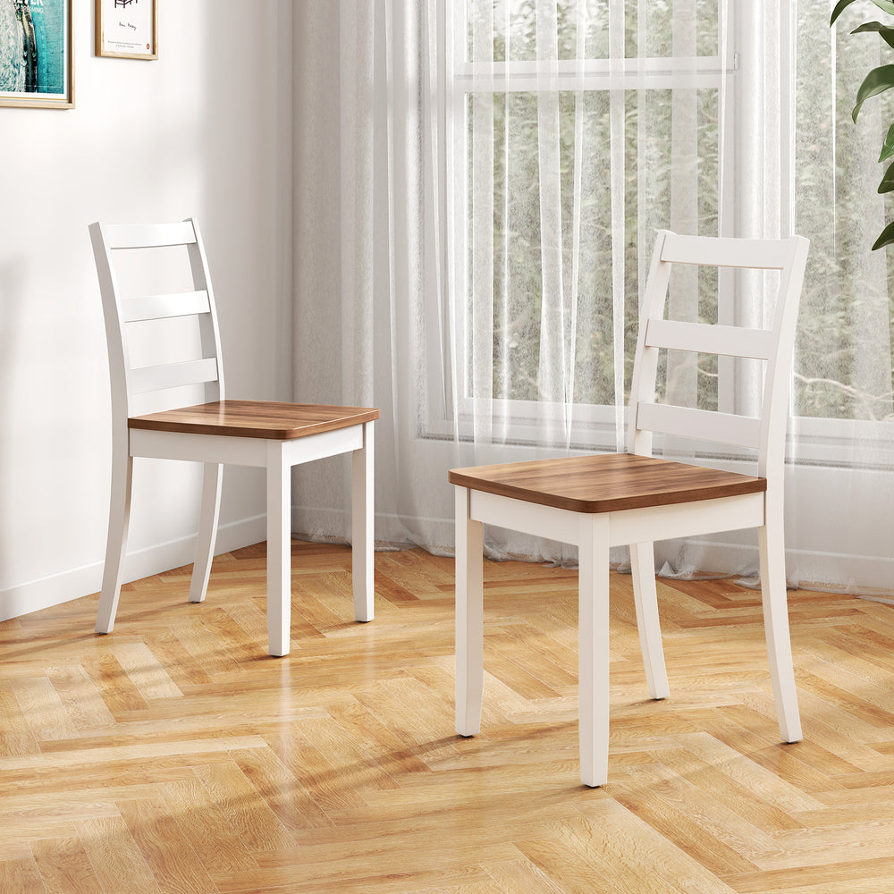 Set of 2 Wood Dining Chairs with Solid Rubber Wood Legs-Rustic Brown - Gallery View 1 of 10