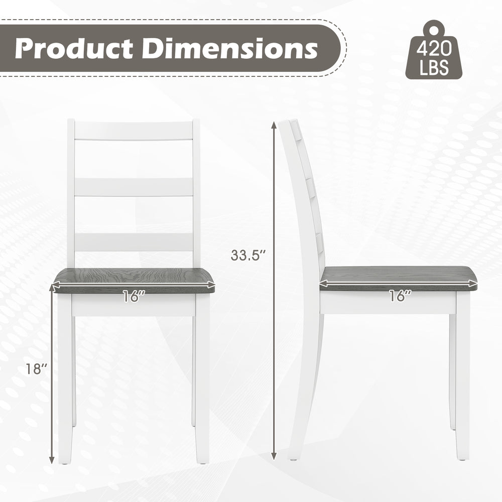Side view of a gray wood dining chair with solid rubber wood legs, supporting up to 400 lbs, ideal for dining rooms.