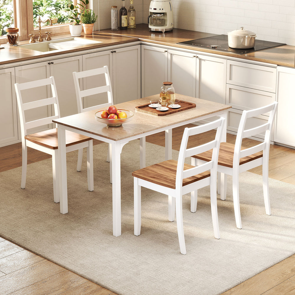 Set of 4 Wood Dining Chairs with Solid Rubber Wood Legs-Rustic Brown - Gallery View 1 of 10