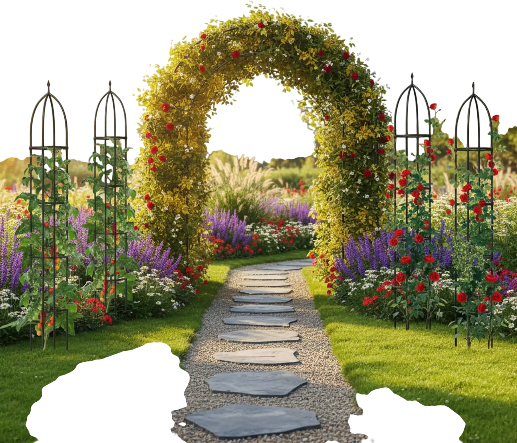 Costway Metal Garden Arch Obelisk Trellis Set for Climbing Plants 26368215 New