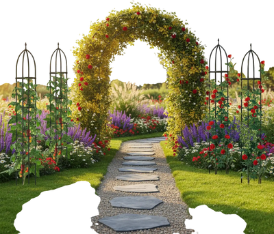 Costway Metal Garden Arch Obelisk Trellis Set for Climbing Plants 26368215 New