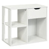 White side table with one drawer and open shelving, part of a modern 5-piece living room furniture set for compact.