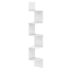 White corner shelf featuring a modern design, made of premium wood for compact storage in living rooms or offices.