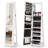 Jewelry armoire with HD mirror and velvet lining, featuring 360° swivel base for easy access to accessories.