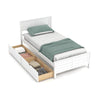 Twin bed frame with two drawers, featuring anti-slip design and wooden slats, ideal for maximizing bedroom storage.