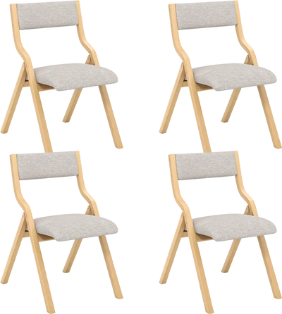 Costway Folding Wooden Upholstered Dining Chair Set of 4 17685218 New