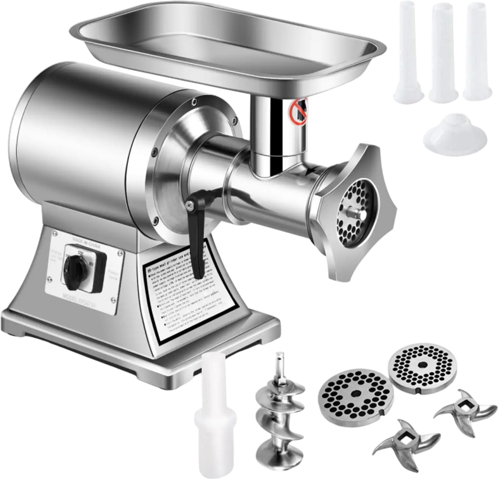 Heavy Duty 1.5HP Commercial Meat Grinder with Reverse High Efficiency and Anti-Clog