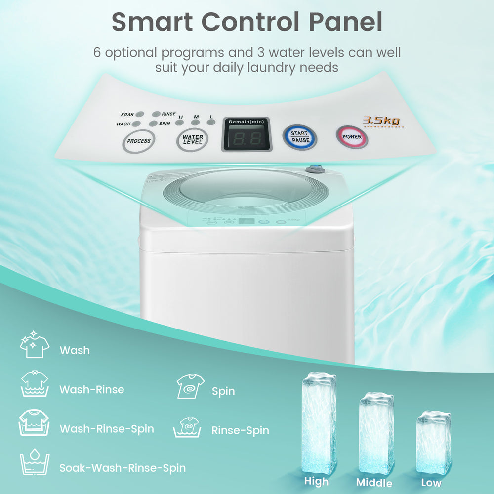 Smart control panel of the Electric Laundry Dryer and Full-Automatic Washing Machine Combo with 6 programs and 3 water.
