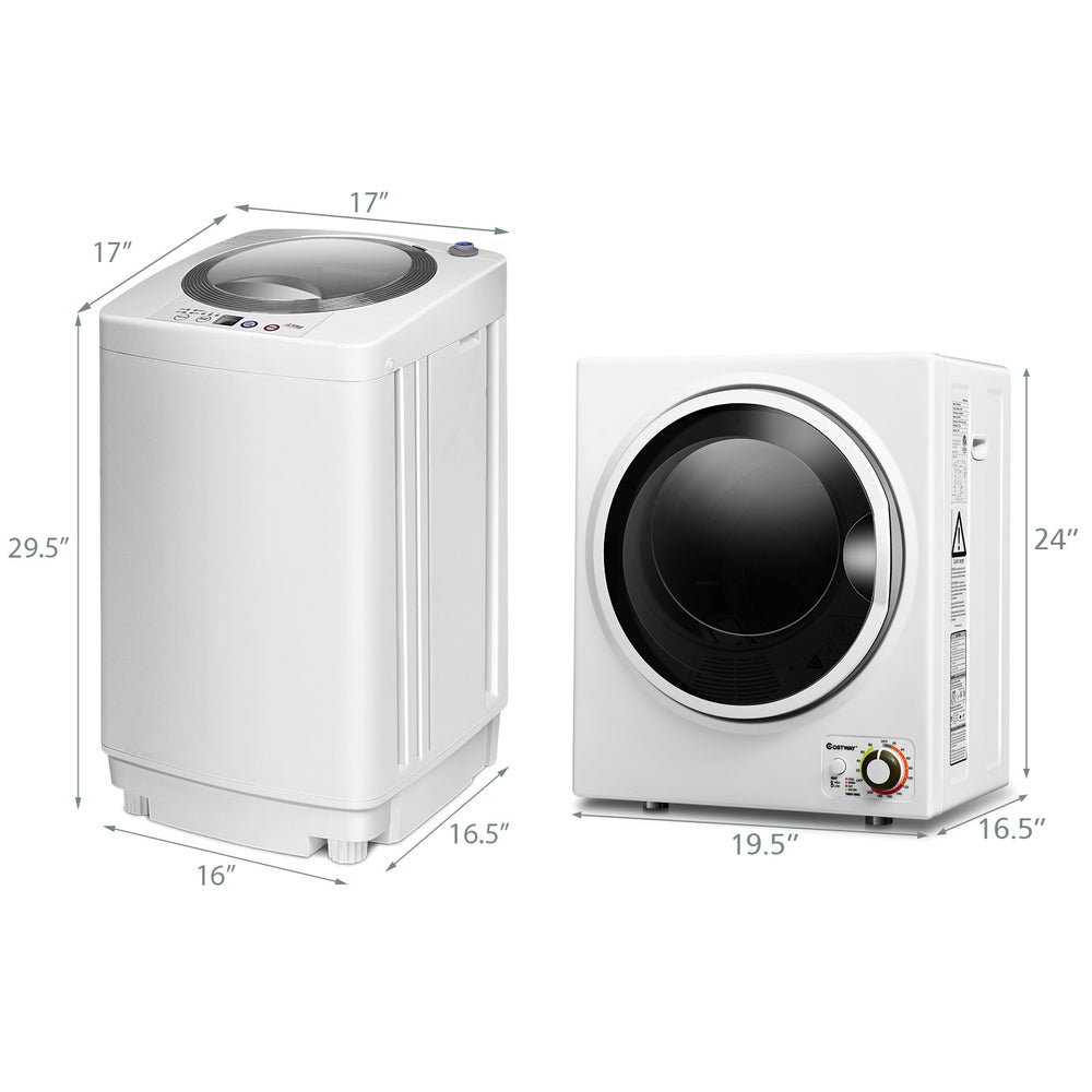 Electric laundry dryer and full-automatic washing machine combo, compact design with 10 lbs drying capacity for.