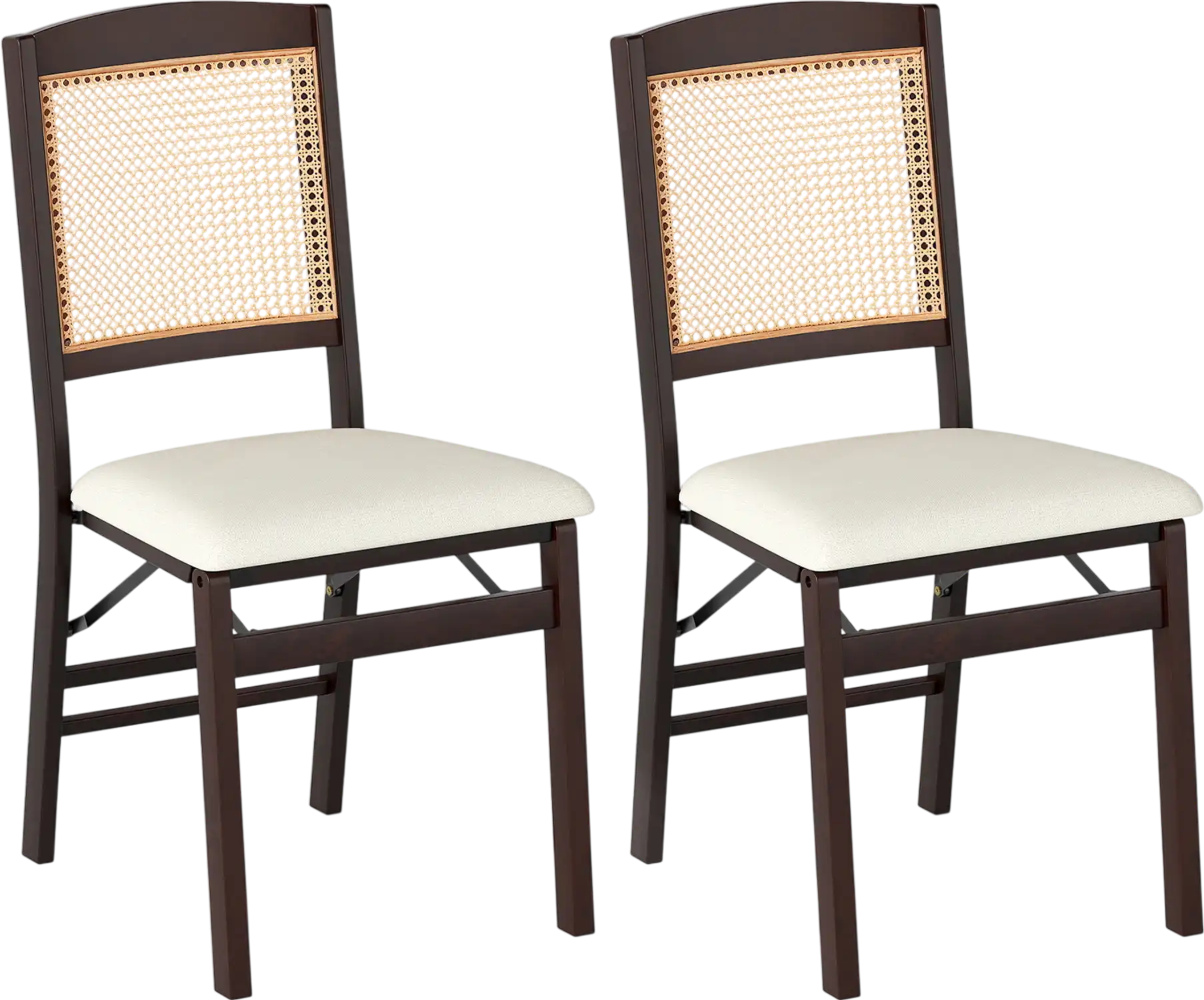 Costway Folding Dining Chairs Set of 2 Linen Padded Rubber Wood 77265900 New