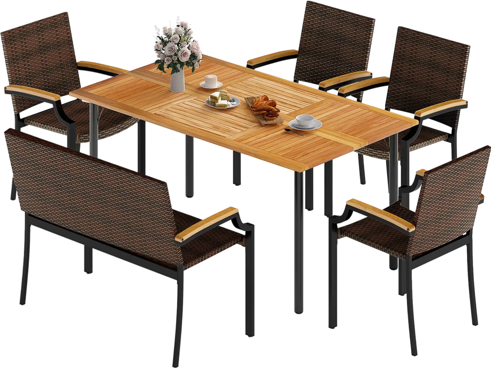 6 Pieces Outdoor Dining Set with Umbrella Hole