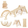 7-in-1 Pikler Triangle Set featuring a climbing triangle, arch, and adjustable ramp for toddlers' indoor play.