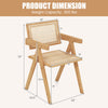 Rattan accent chair dimensions showing ergonomic design and bamboo construction, ideal for kitchen or dining use.