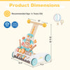 Wooden baby walker with adjustable handle and colorful ocean balls, ideal for infants learning to walk and play safely.