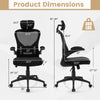 Ergonomic mesh office chair dimensions with adjustable height and lumbar support for comfortable home office use.