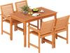 5 Pieces Patio Wood Dining Set Outdoor Rectangular Table and Chairs