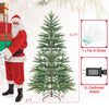 6.5FT pre-lit Christmas tree with 470 PE branch tips and warm white LED lights, perfect for festive holiday decor.