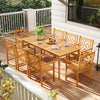 9-piece patio dining set featuring a rectangular acacia wood table and 8 ergonomic chairs, perfect for outdoor.