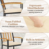 Close-up of the foam padded cushion on a patio chair from the 5 Pieces Outdoor Acacia Wood Dining Set for comfort.