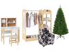 Kids Room Set: Recliner + Natural Study Desk & Chair + 4-ft Christmas Tree + Natural Dress-Up Storage