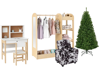 Costway Kids Room Furniture Set Recliner Study Desk Chair 4' Christmas Tree Dress-Up Storage 88246277 New