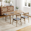 Set of 4 oak dining chairs with rubber wood frame and gray fabric upholstery, ideal for dining rooms or studies.