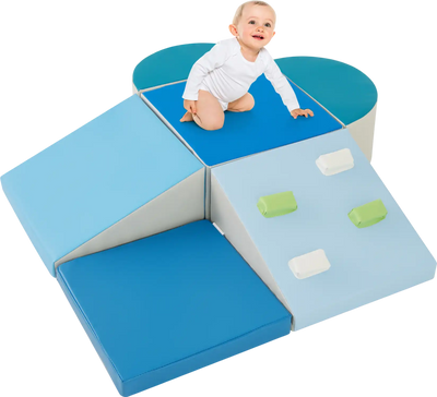 Costway 6-Piece Toddler Soft Play Climbing Triangle Ramp Slide Set 192658374 New