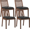 Set of 4 espresso dining chairs with padded PU leather seats and ergonomic slanted backrests for enhanced comfort.